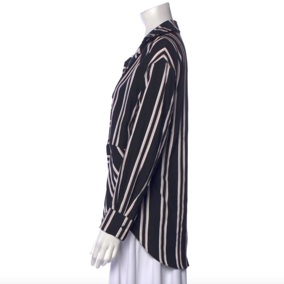 Maje Striped V-Neck Button-Up Top Size: M - Picture 2 of 3